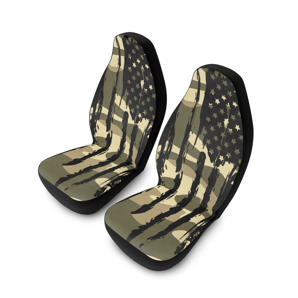 Distressed US Flag Camouflage Car Seat Covers