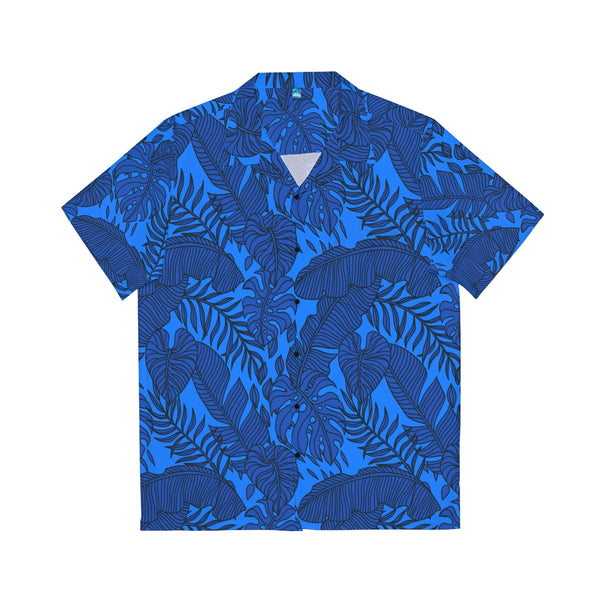 Blue Tropical Leaves Hawaiian Shirt