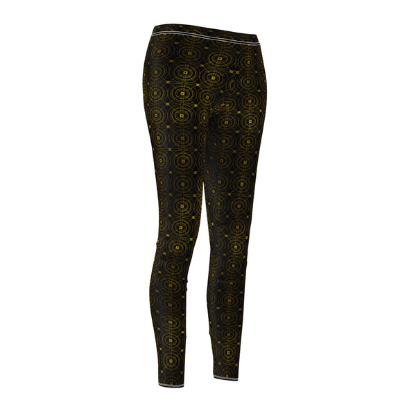 Gold Circles Black Leggings