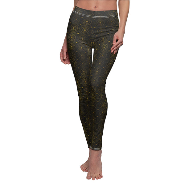 Gold Circles Black Leggings