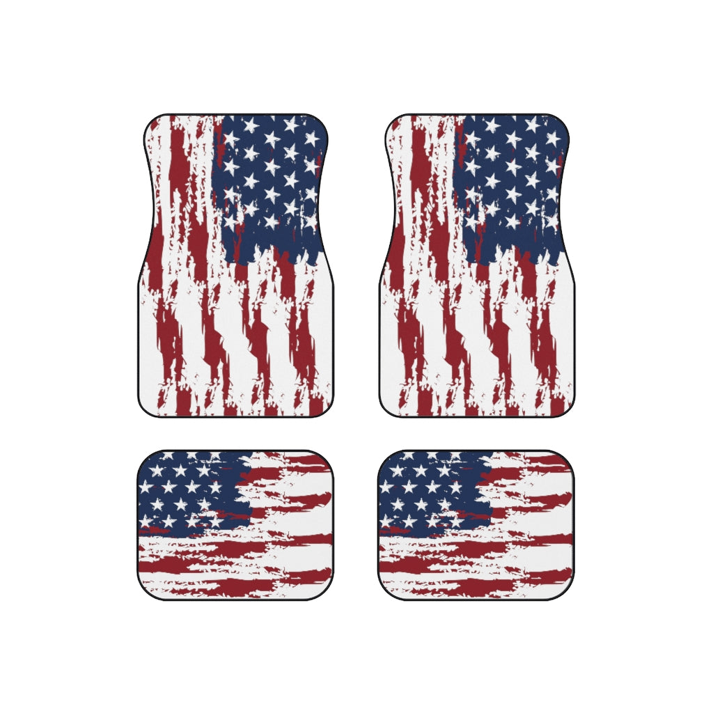 Distressed US Flag Car Mats (Set of 4)