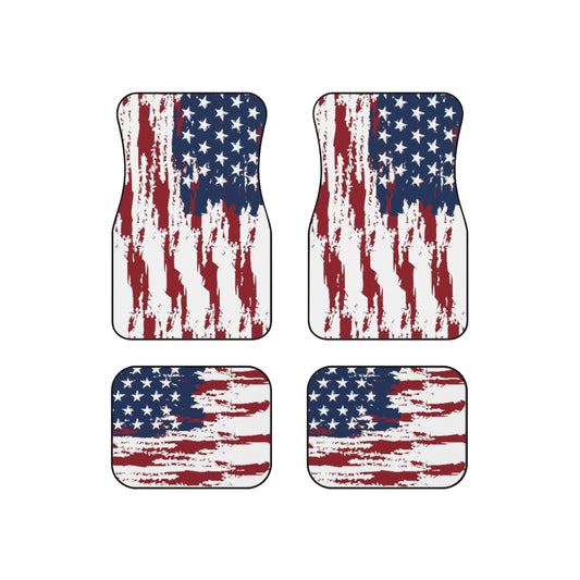 Distressed US Flag Car Mats (Set of 4)