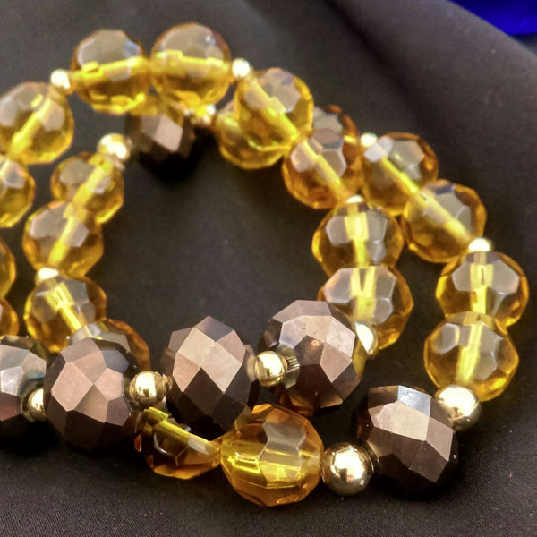 Iris Brown Stretch Bracelet Set // Glass Beaded Bracelet