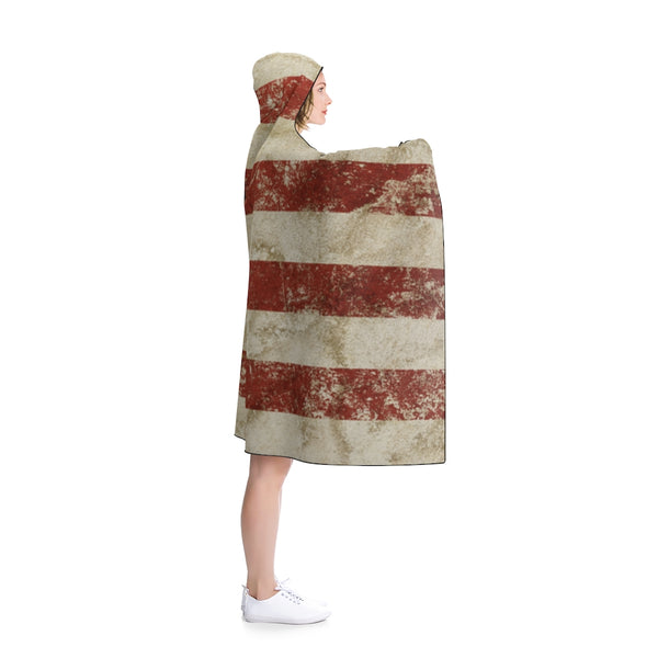 Distressed US Flag Hooded Blanket