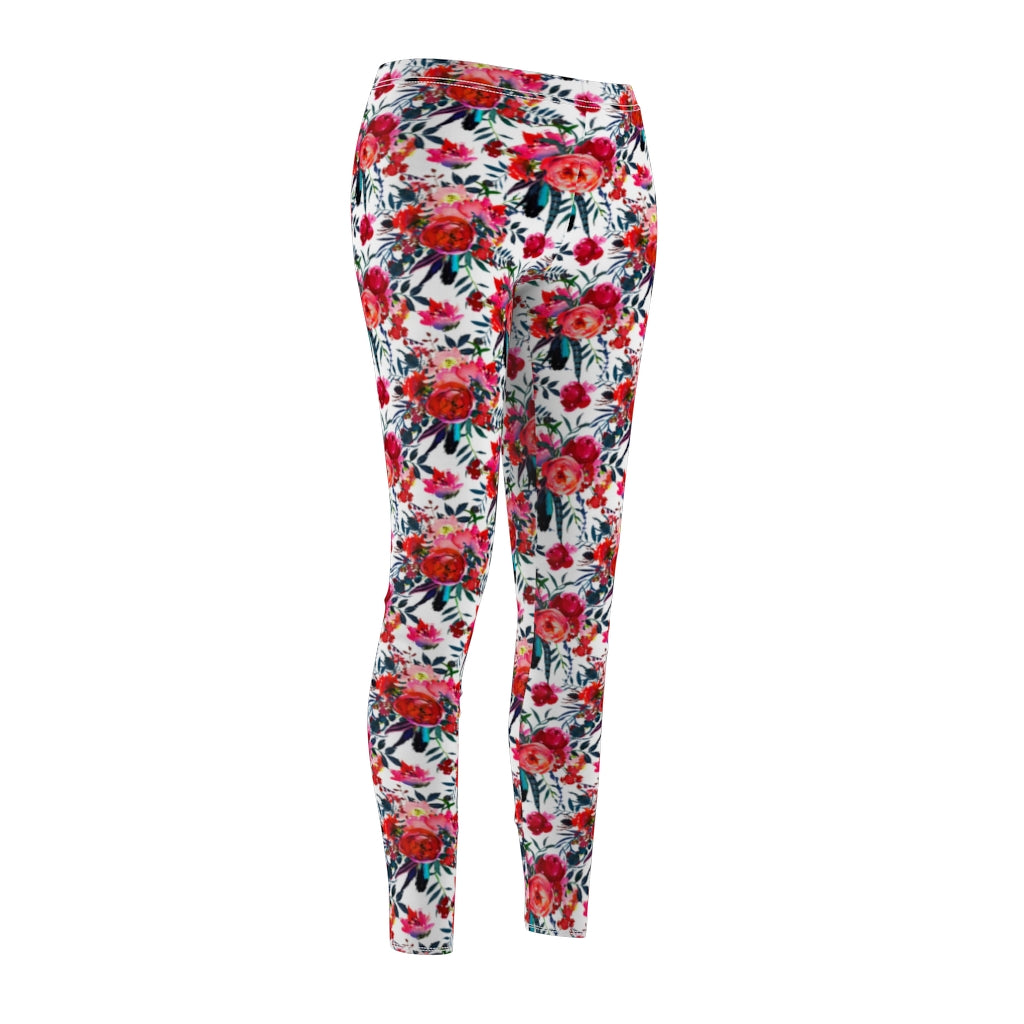 Cranberry and Navy Floral Leggings