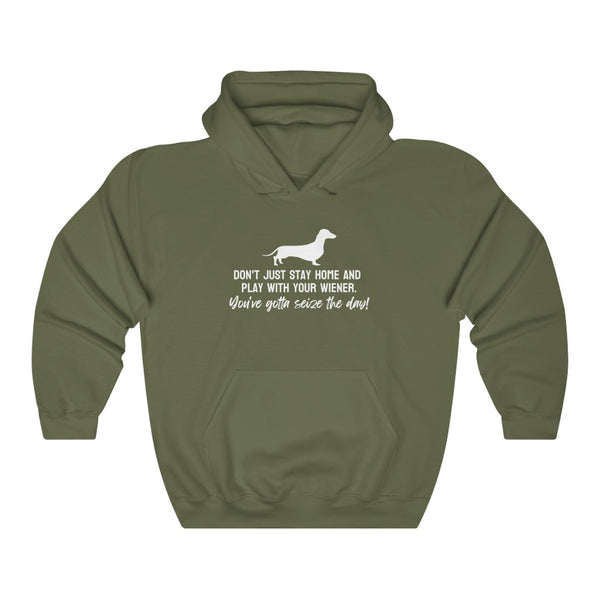Don't just stay home and play with your wiener. You've gotta seize the day! Hoodie