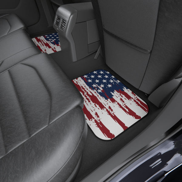 Distressed US Flag Car Mats (Set of 4)