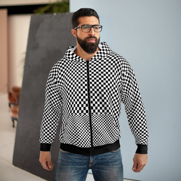 Checkered Zip AOP Hoodie