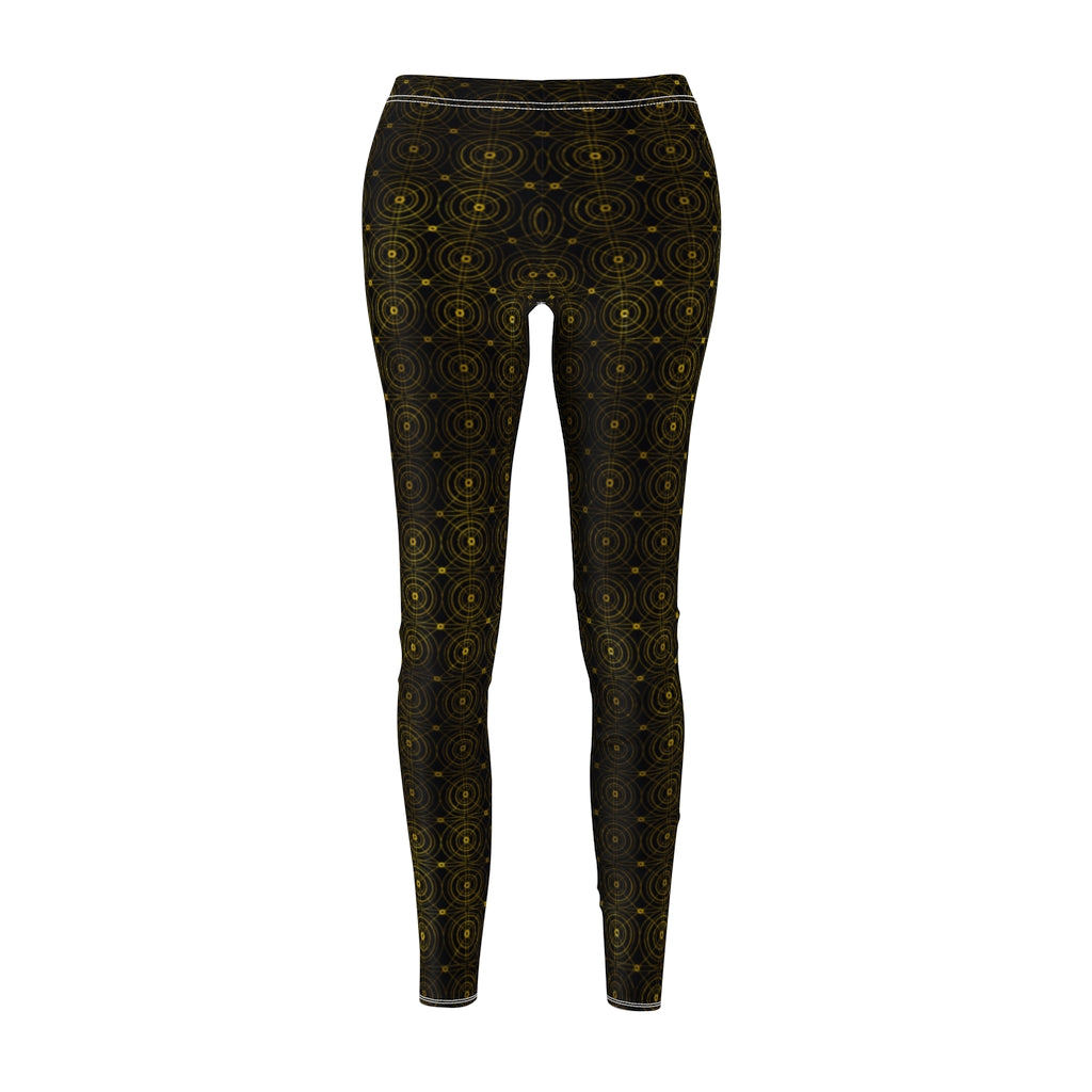 Gold Circles Black Leggings