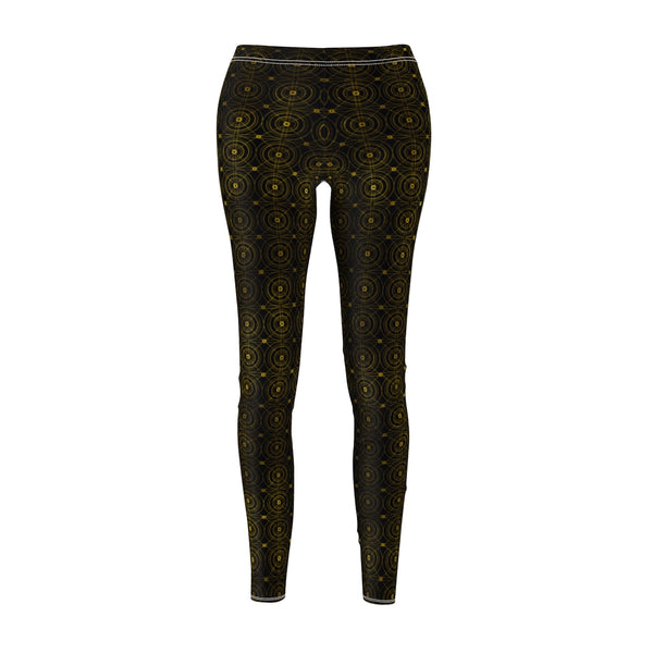 Gold Circles Black Leggings