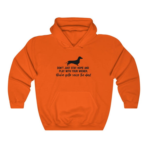 Don't just stay home and play with your wiener. You've gotta seize the day! Hoodie