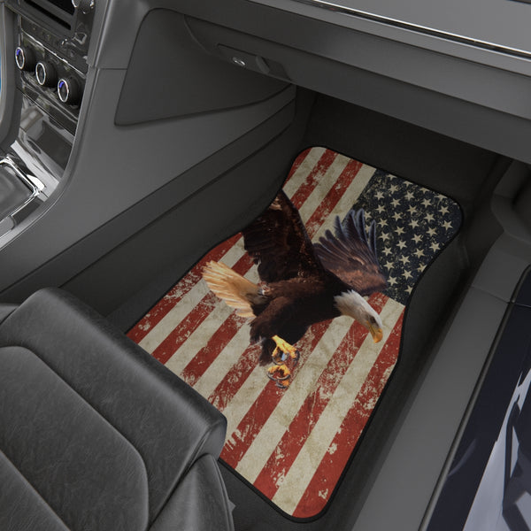 Distressed US Flag with Eagle Car Mats (Set of 4)