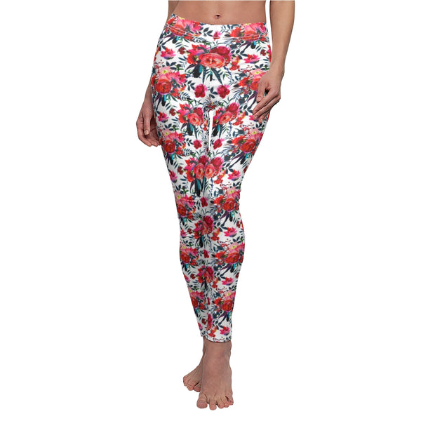 Cranberry and Navy Floral Leggings