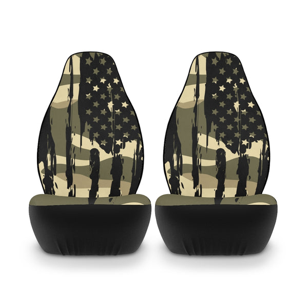 Distressed US Flag Camouflage Car Seat Covers