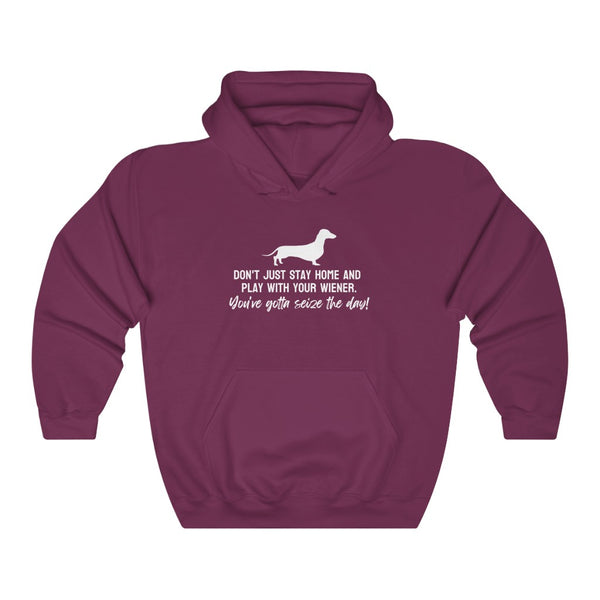 Don't just stay home and play with your wiener. You've gotta seize the day! Hoodie