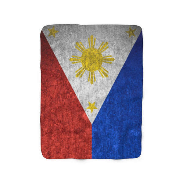 Distressed Filipino Flag Sherpa Fleece Blanket