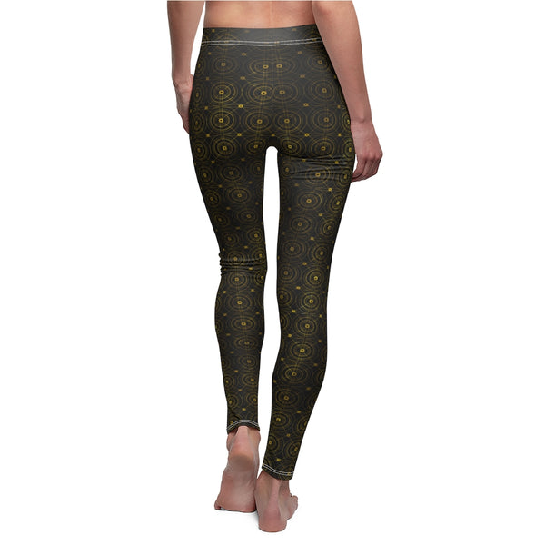 Gold Circles Black Leggings