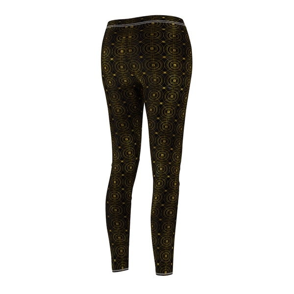 Gold Circles Black Leggings