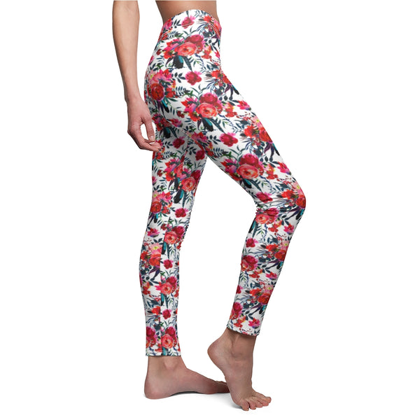 Cranberry and Navy Floral Leggings