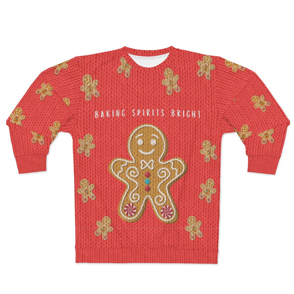 Baking Spirits Bright Faux Knit Sweater // Gingerbread Man