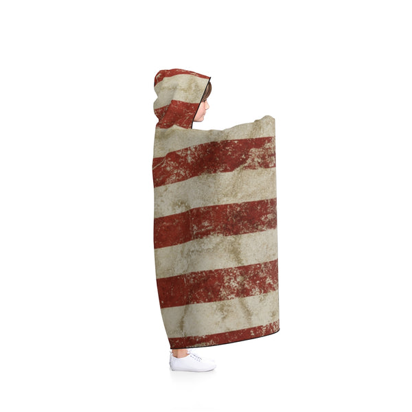 Distressed US Flag Hooded Blanket