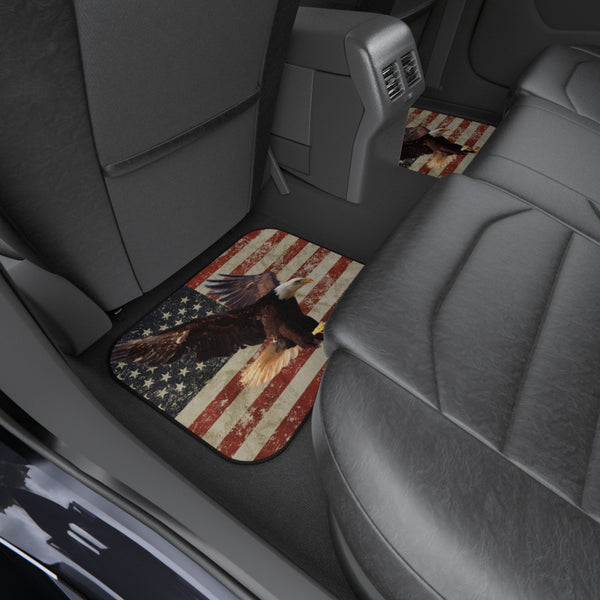 Distressed US Flag with Eagle Car Mats (Set of 4)