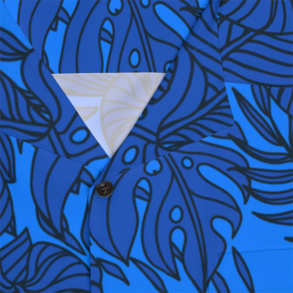 Blue Tropical Leaves Hawaiian Shirt