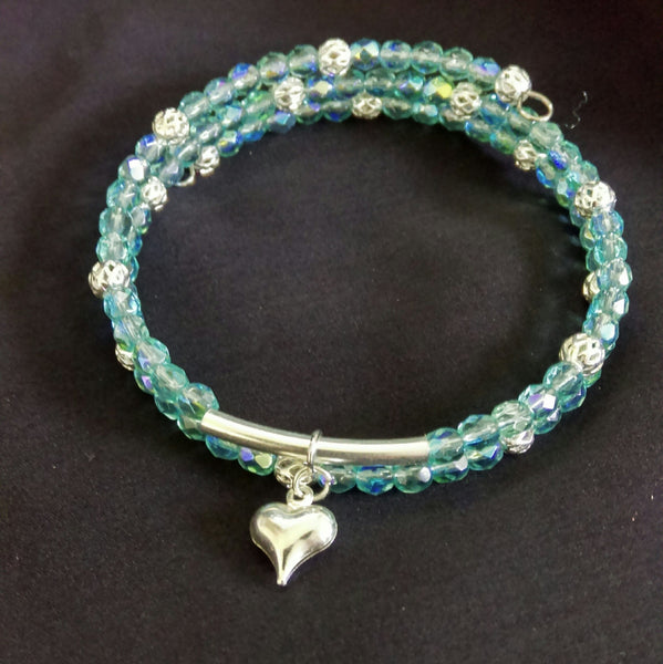 Aquamarine AB Bracelet // Glass Beaded Bracelet