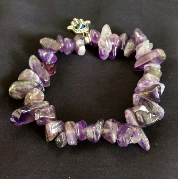 Amethyst Stretch Bracelet // Gemstone Bracelet
