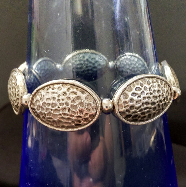 Silver Stretchy Bracelet // Metal Beaded Bracelet