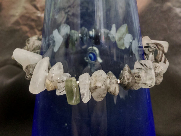 Tourmalinated Quartz Stretch Bracelet // Gemstone Bracelet