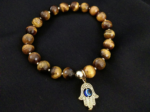 Tiger's Eye Faceted Stretch Bracelet // Gemstone Bracelet