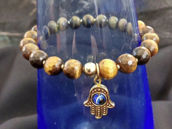 Tiger's Eye Faceted Stretch Bracelet // Gemstone Bracelet