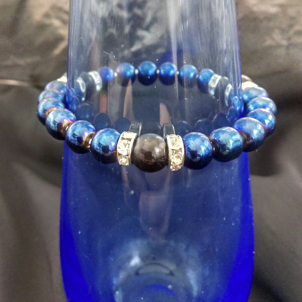 Iris Blue Stretch Bracelet // Stackable Bracelets // Glass Beaded Bracelet