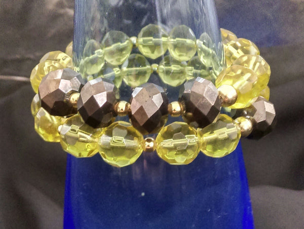 Iris Brown Stretch Bracelet Set // Glass Beaded Bracelet