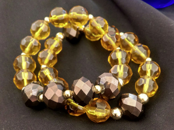 Iris Brown Stretch Bracelet Set // Glass Beaded Bracelet