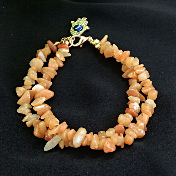 Red Aventurine Double Stranded Bracelet // Gemstone Bracelet