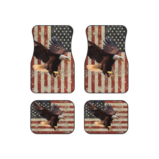 Distressed US Flag with Eagle Car Mats (Set of 4)