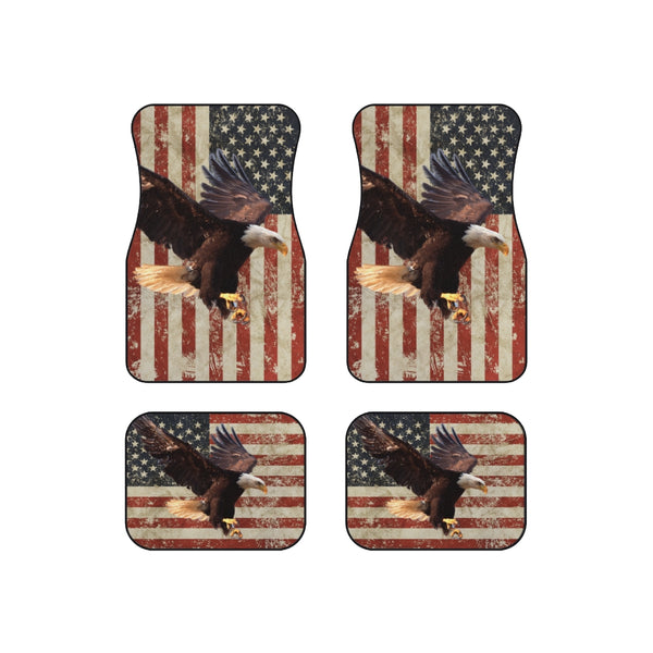 Distressed US Flag with Eagle Car Mats (Set of 4)