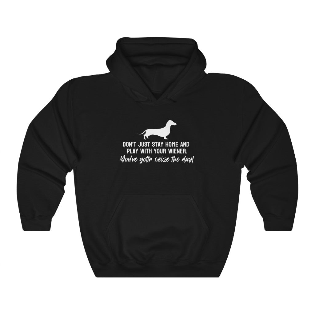 Don't just stay home and play with your wiener. You've gotta seize the day! Hoodie