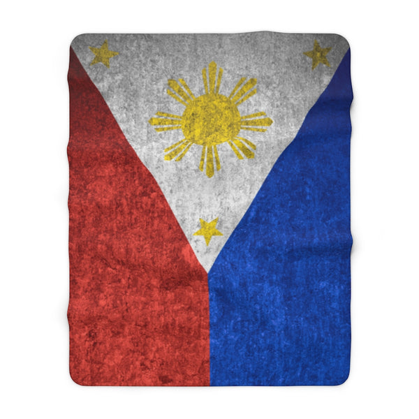 Distressed Filipino Flag Sherpa Fleece Blanket