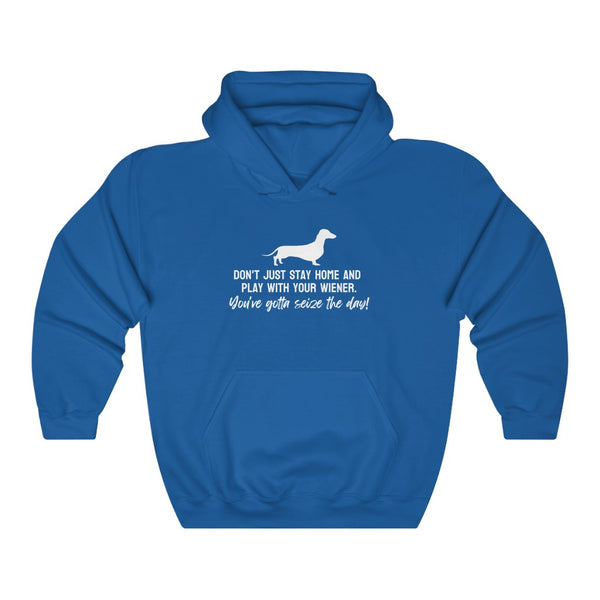 Don't just stay home and play with your wiener. You've gotta seize the day! Hoodie