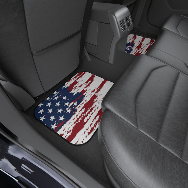 Distressed US Flag Car Mats (Set of 4)