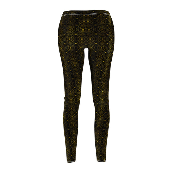 Gold Circles Black Leggings