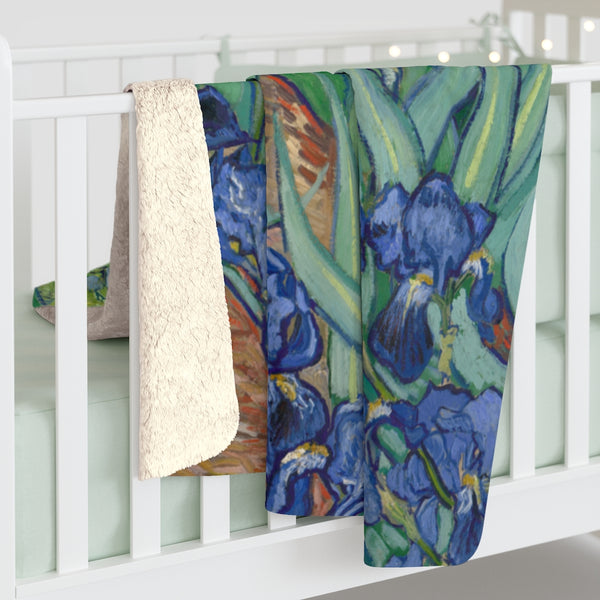 Vincent Van Gogh Irises Sherpa Fleece Blanket