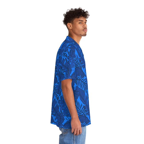 Blue Tropical Leaves Hawaiian Shirt