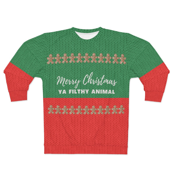 Gingerbread Man Faux Knit Sweater // Merry Christmas Ya Filthy Animal