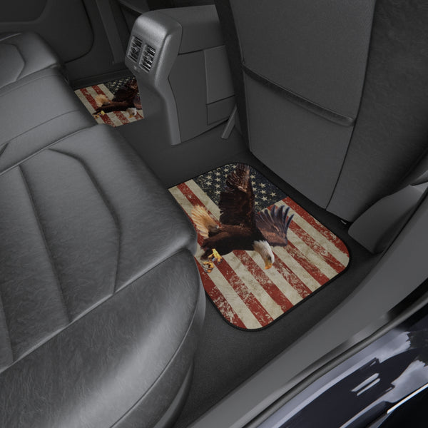 Distressed US Flag with Eagle Car Mats (Set of 4)