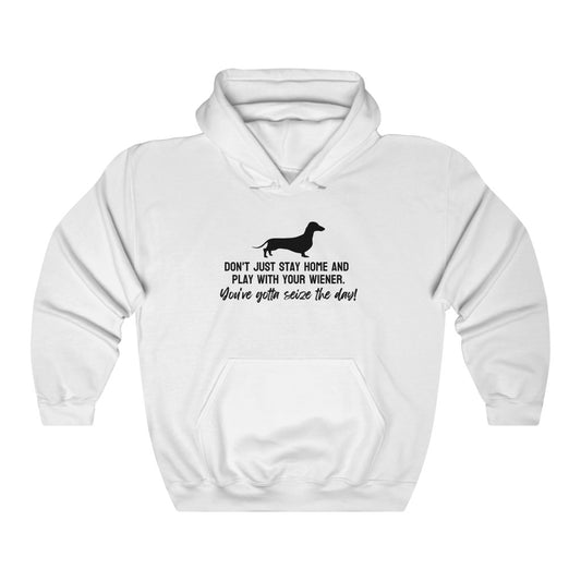 Don't just stay home and play with your wiener. You've gotta seize the day! Hoodie