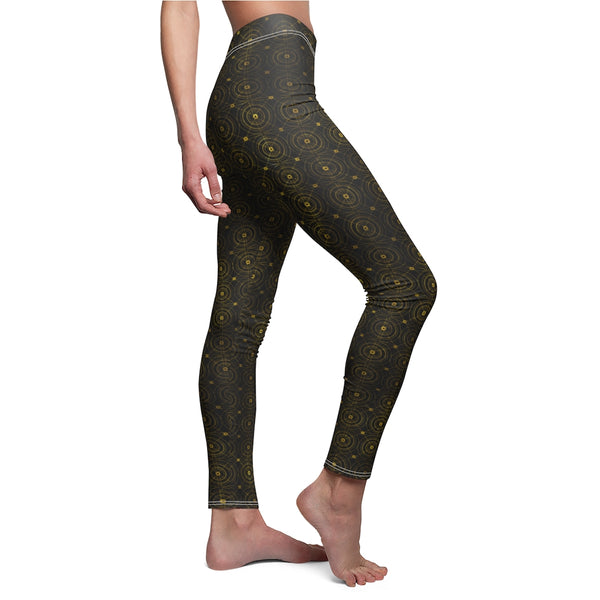 Gold Circles Black Leggings